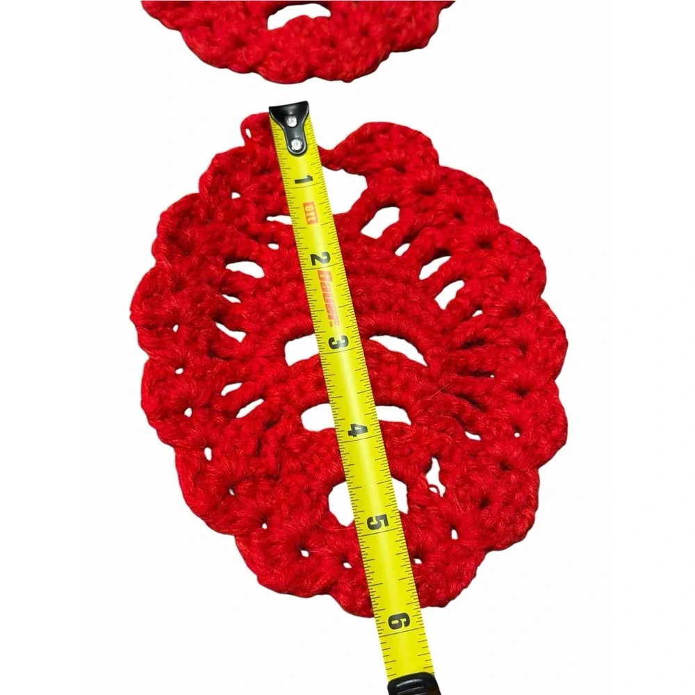 Handmade Crochet Coasters SKULLS set of 4 red
